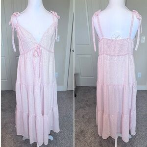 NWT Storia Floral Adjustable Shoulder Ties Rushed back Waist Drawstring Lined